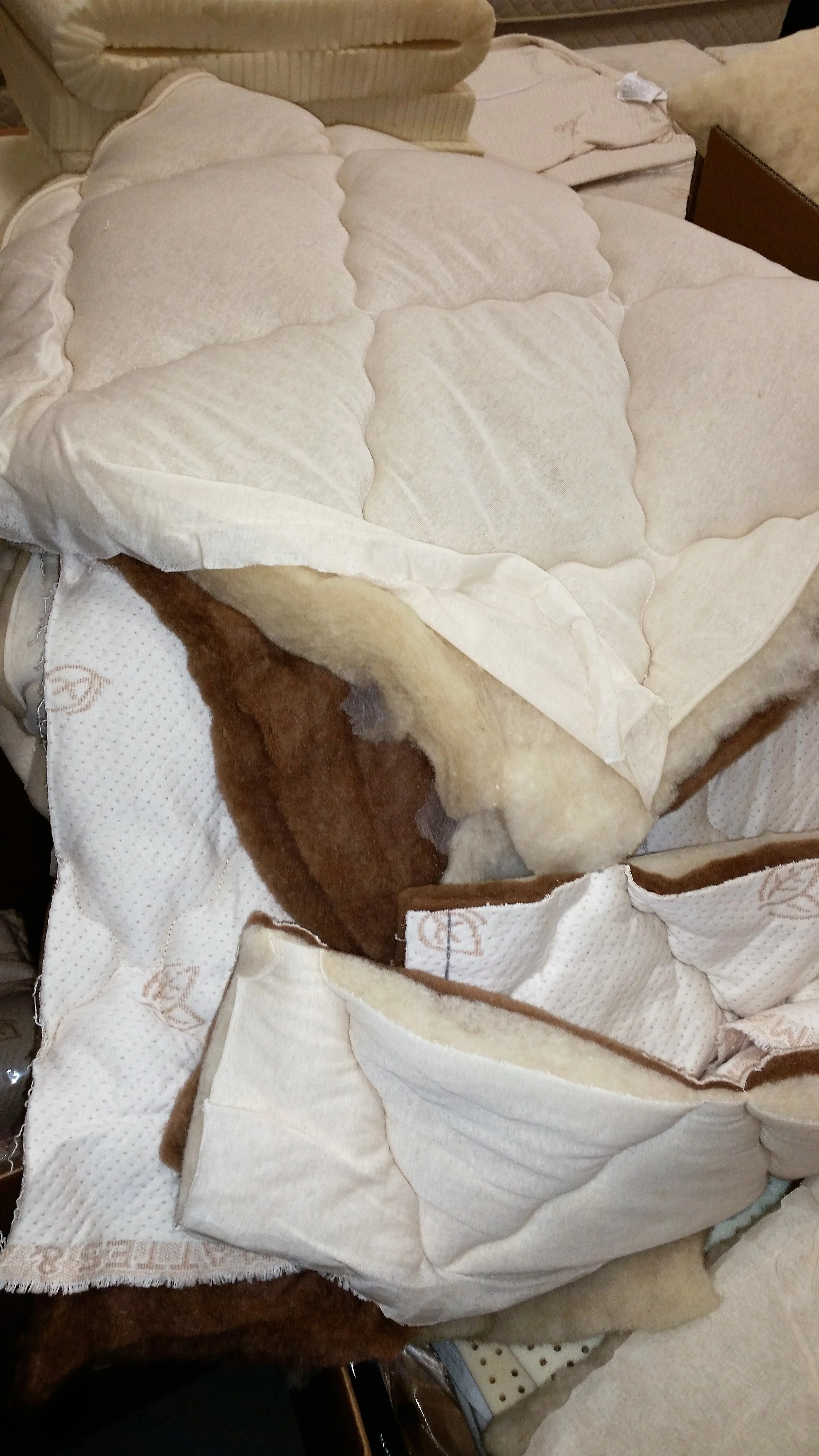 quilted organic cotton, wool and camel