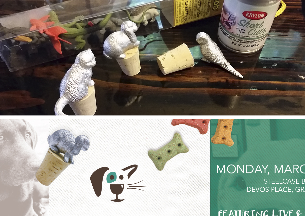 (Above) Animal cork creation in process. (Below) Adding them in the design.