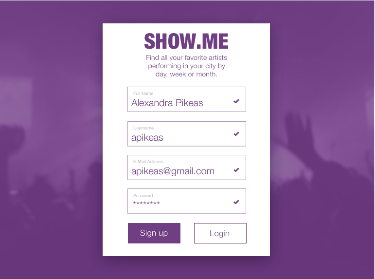 Sign up Landing