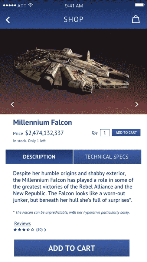 Single item e-commerce experience