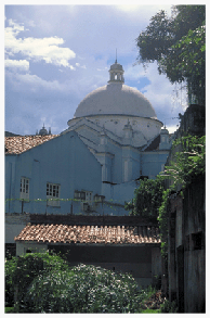 Trading in "black gold" (rubber) and other jungle products, Jewish pioneers prospered, building some of Brazil's finest synagogues. The towering, domed Shaar Hashamaim synagogue in Belem, the capital of the Brazilian state of Pará, houses the country’s oldest Jewish congregation, dating from 1824. The synagogue building pictured dates from 1946. Belem still has 400 Jewish families and three active, Orthodox synagogues.