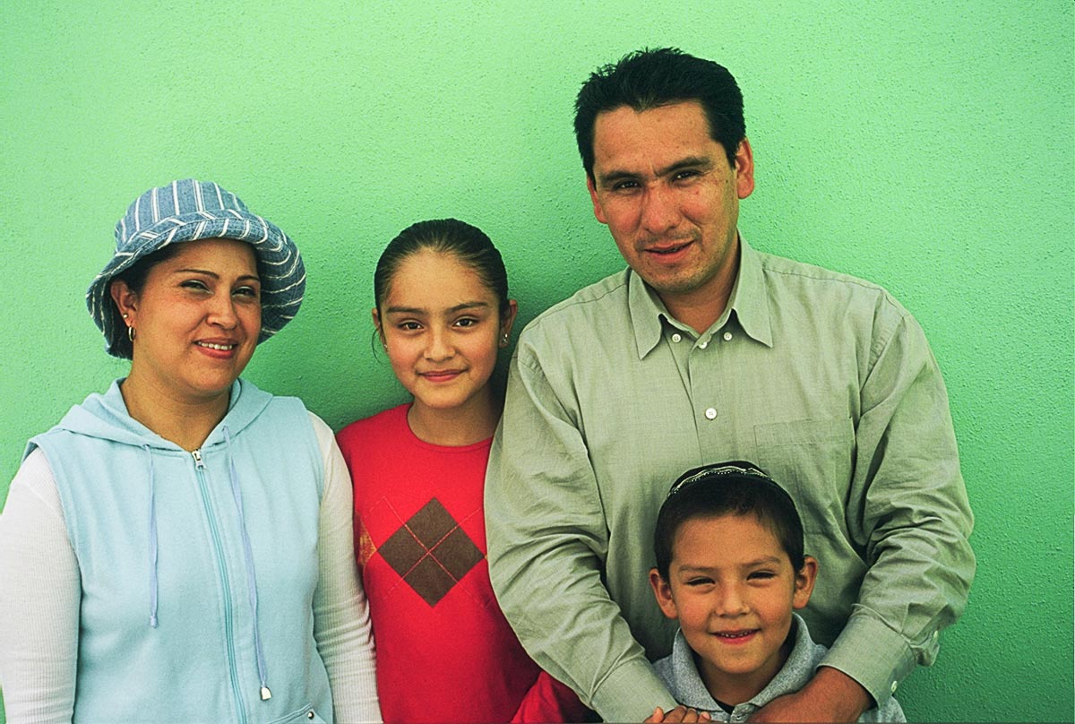 The family of Jewish community president, Shimon Islas Olvera at their home in Venta Prieta, Hidalgo, Mexico.