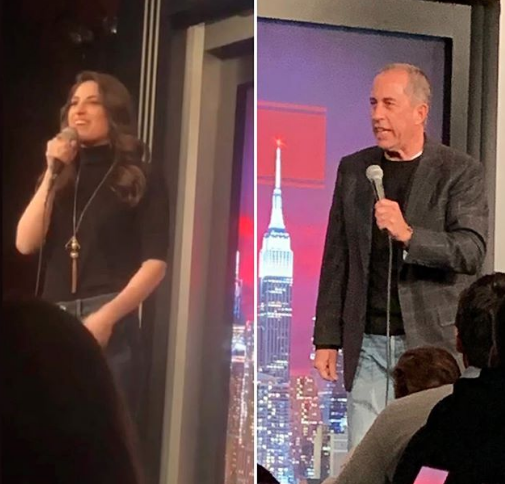 Leah Lamarr and Jerry Seinfeld at Gotham Comedy Club // 01.08.2019 (Who wore black and denim better — Leah or Jerry?)
