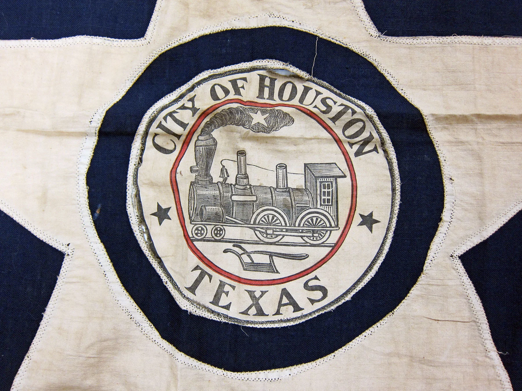 A detail of the prototype of the City of Houston flag, created in 1915. / photo by Jim Parsons