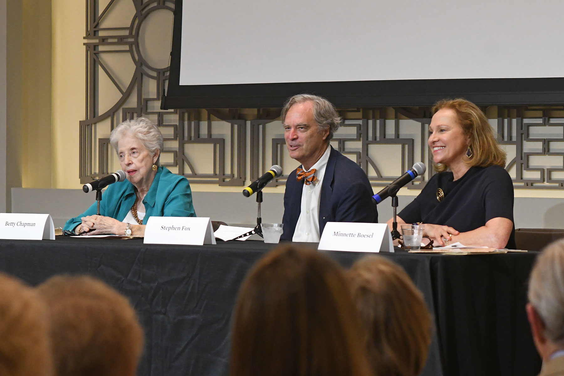 Panel members Betty Chapman, Stephen Fox and Minnette Boesel / photo by Daniel Ortiz