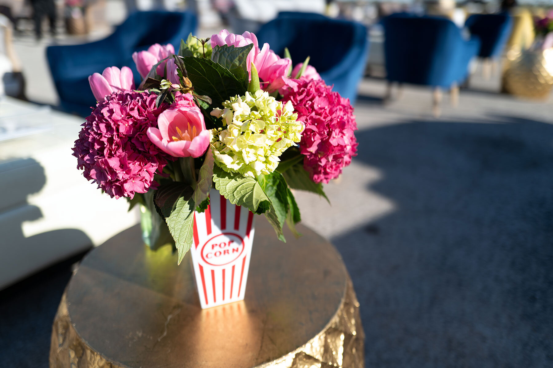  Bergner &amp; Johnson designed floral arrangements in the spirit of a classic drive-in theater /  photo by Daniel Ortiz  