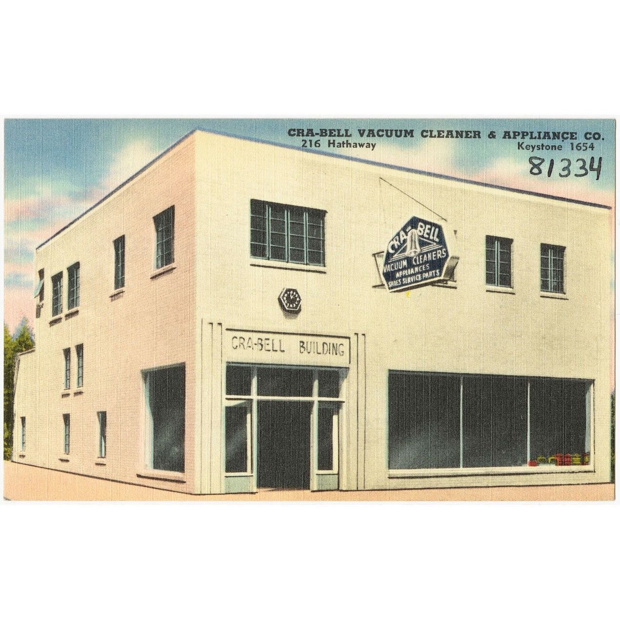 The Cra-Bell Building at 216 Westheimer has always been a favorite of ours thanks to its classic signage and understated Moderne entrance. Willis L. Craig, owner of the Cra-Bell Vacuum Cleaner &amp; Appliance Co. (he was the &ldquo;Cra&rdquo; in the 