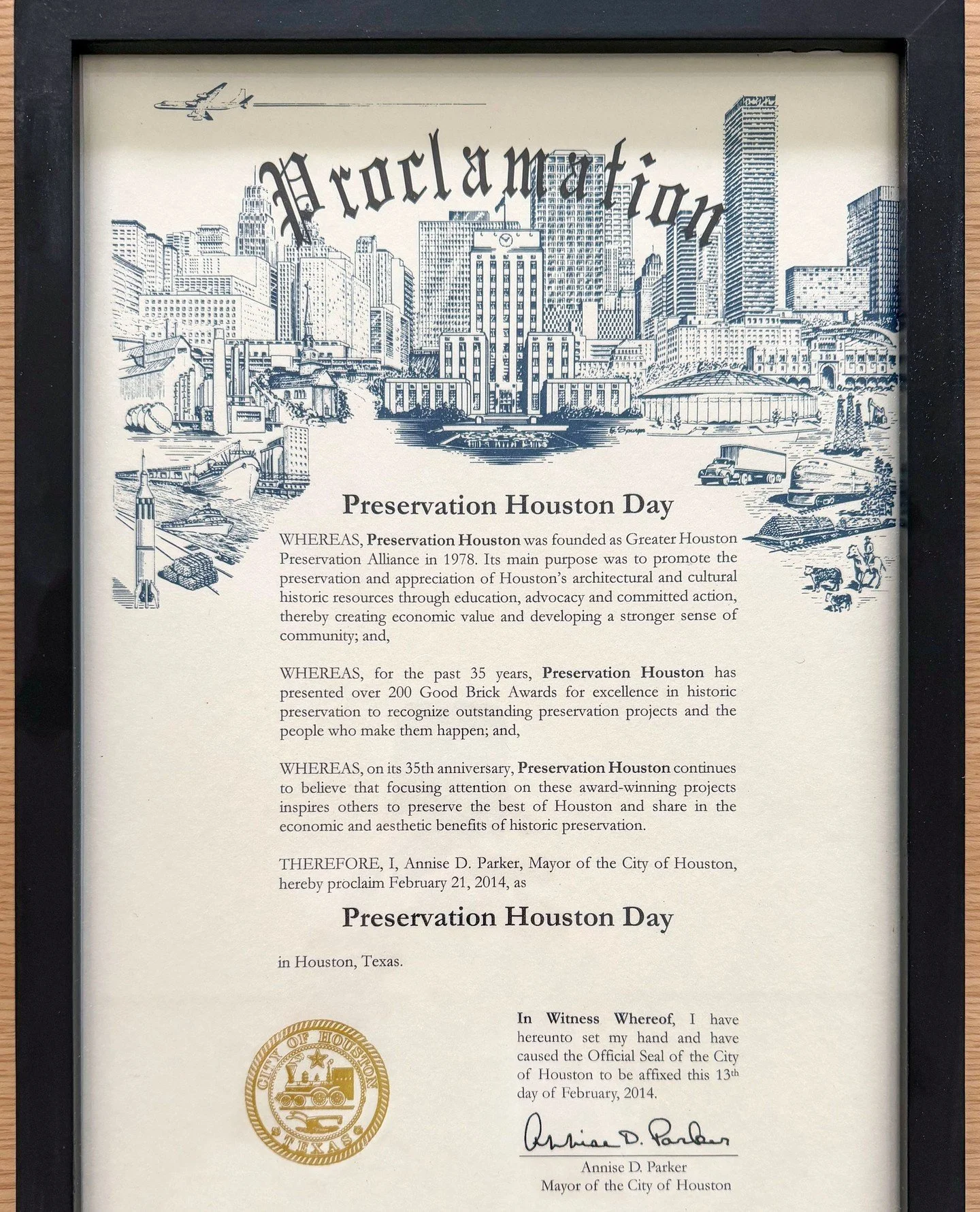 Happy #PreservationHouston Day! ⁠
⁠
On February 21, 2014, then-Mayor Annise D. Parker officially proclaimed Preservation Houston Day in recognition of our work to protect and celebrate Houston&rsquo;s architectural and cultural heritage.⁠
⁠
Founded i