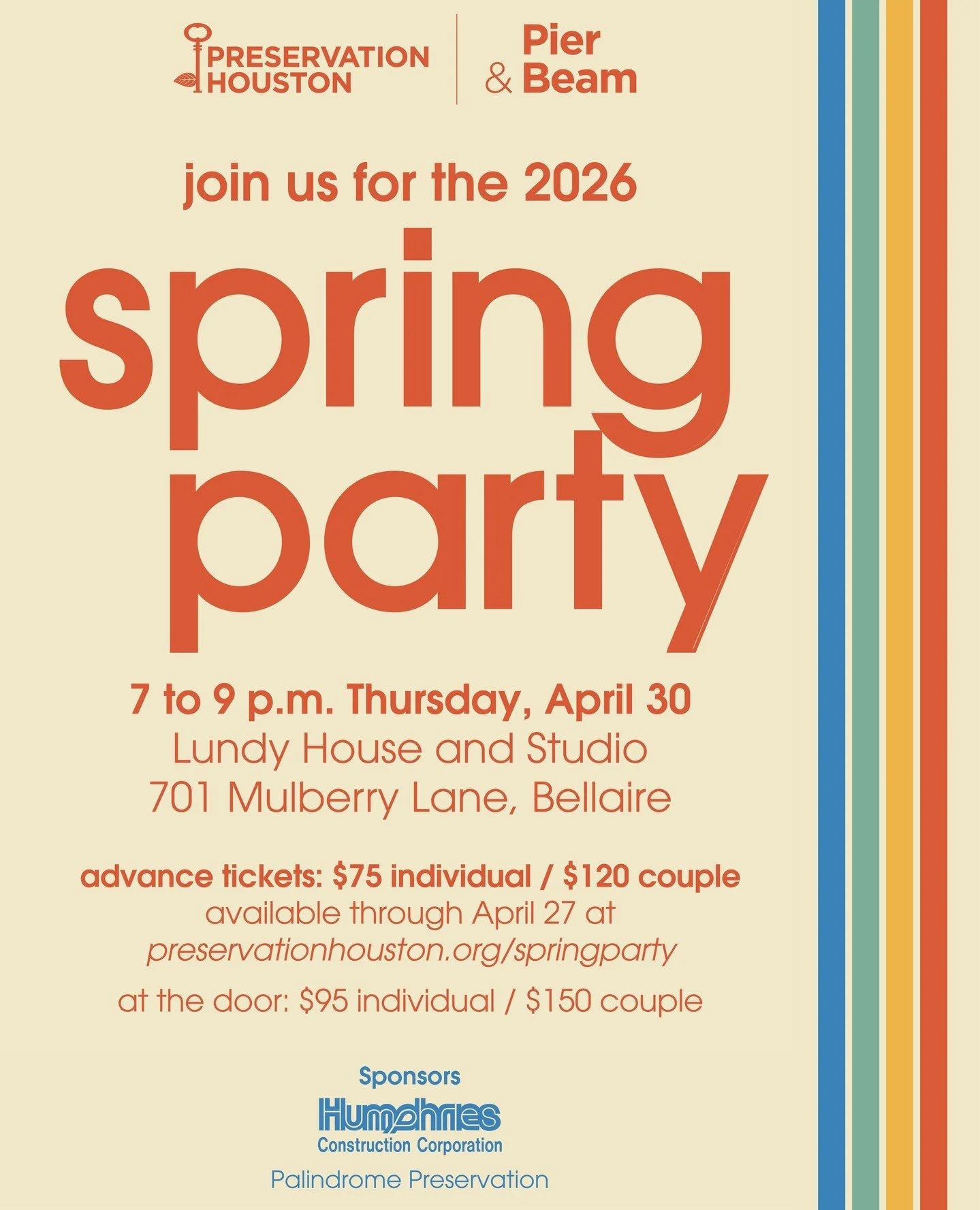 You&rsquo;re invited: Join us April 30 for @pierbeam&rsquo;s Spring Party! This year, we&rsquo;re spending the evening inside a living landmark: the Lundy House and Studio. ⁠
⁠
📍Victor Lundy House and Studio | 701 Mulberry Lane⁠
Thursday, April 30 |