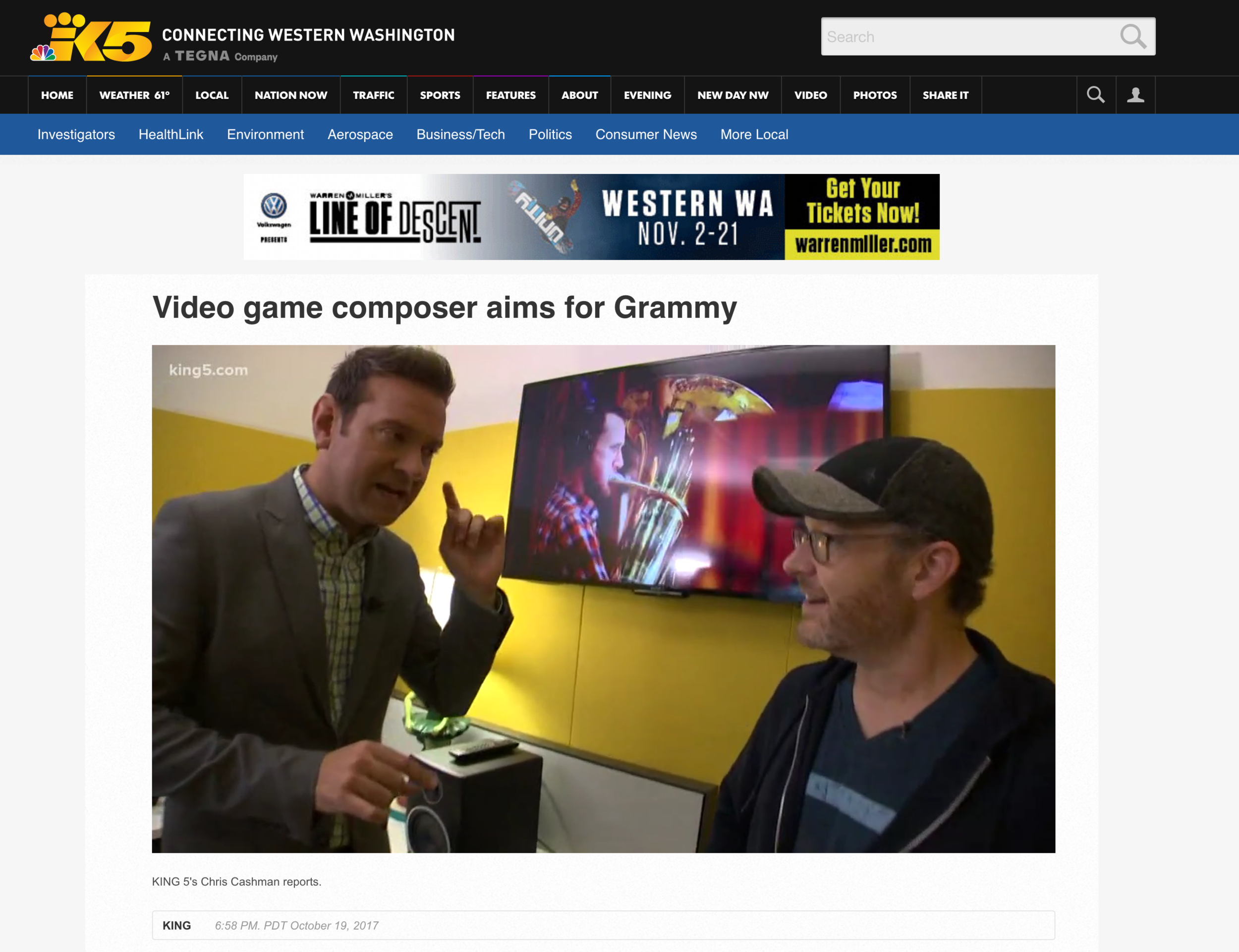 KING 5: Video game composer aims for Grammy
