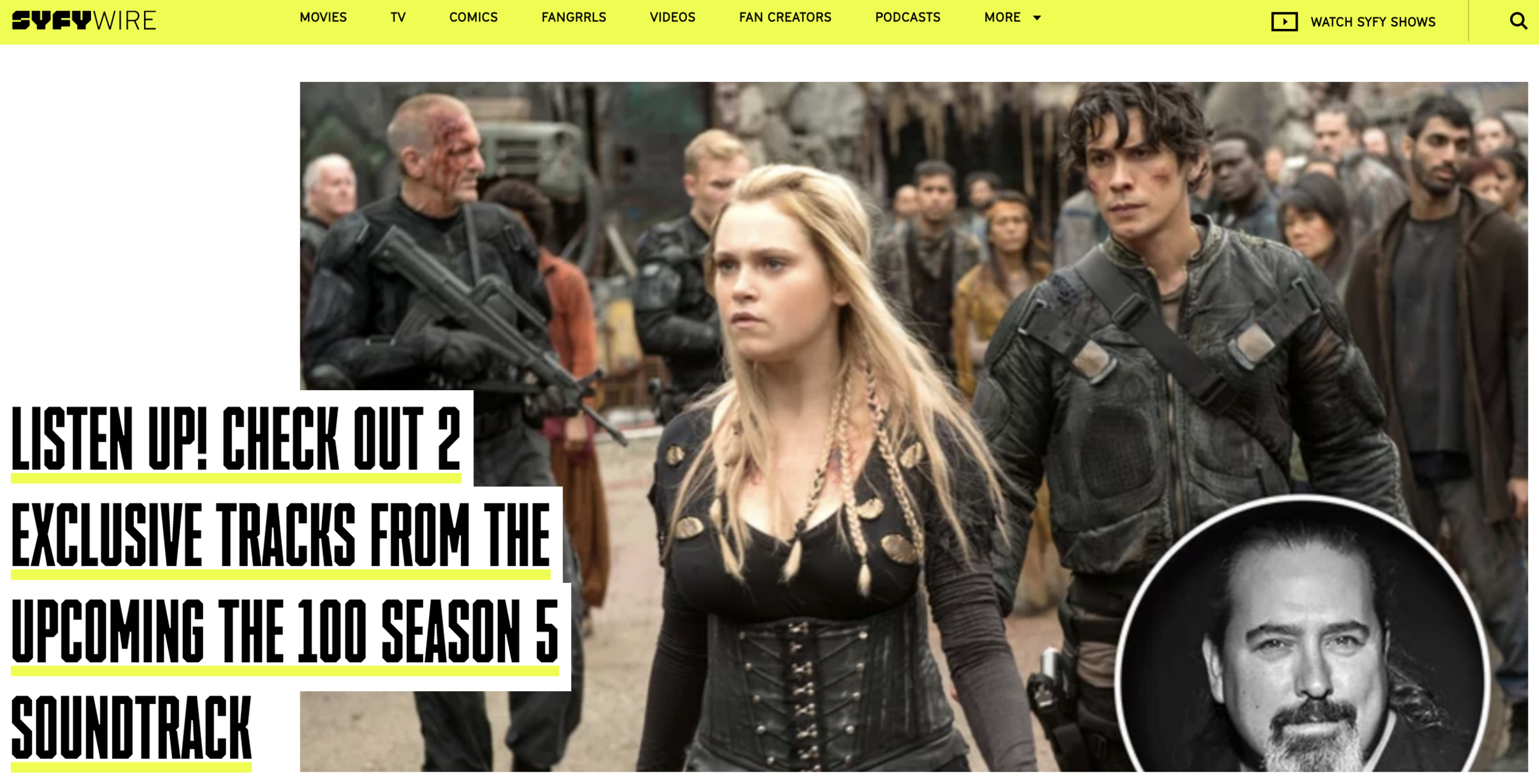 SYFY WIRE - "LISTEN UP! CHECK OUT 2 EXCLUSIVE TRACKS FROM THE UPCOMING THE 100 SEASON 5 SOUNDTRACK"