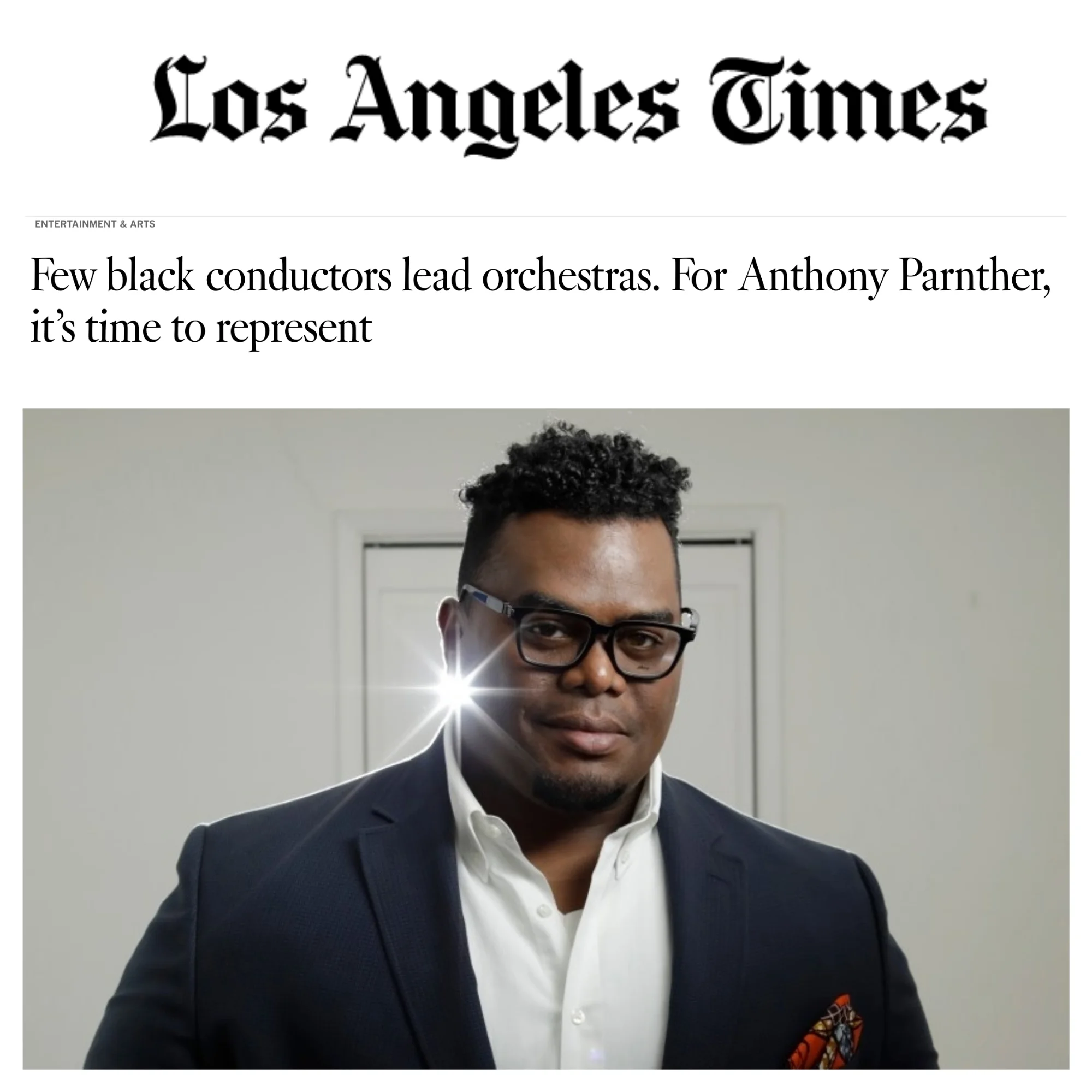 The Los Angeles Times highlights Anthony Parnther, the new Music Director of the San Bernardino Symphony Orchestra