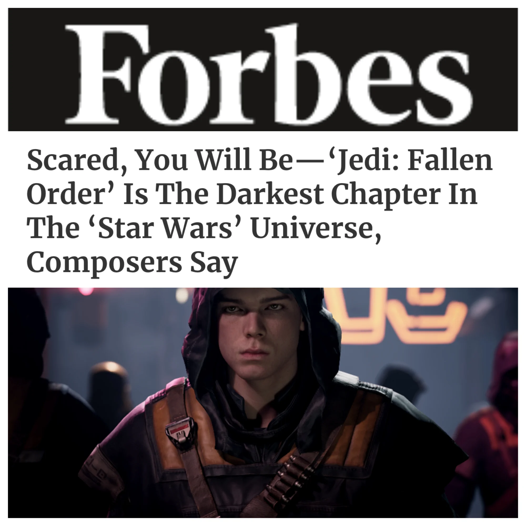Composers Gordy Haab and Stephen Barton speak with Forbes about the music of "Star Wars Jedi: Fallen Order"