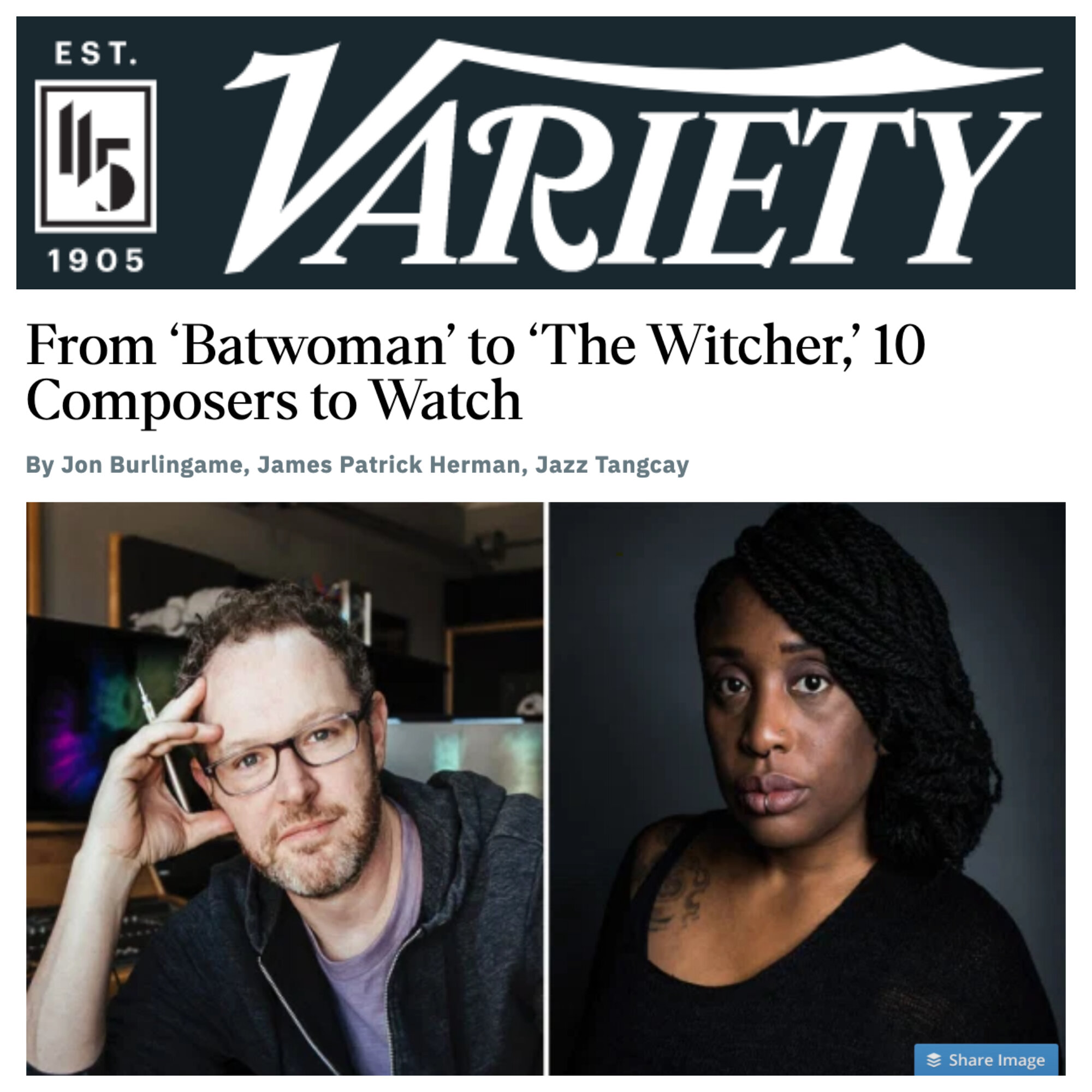 Variety lists Gordy Haab as one of "10 Composers to Watch"