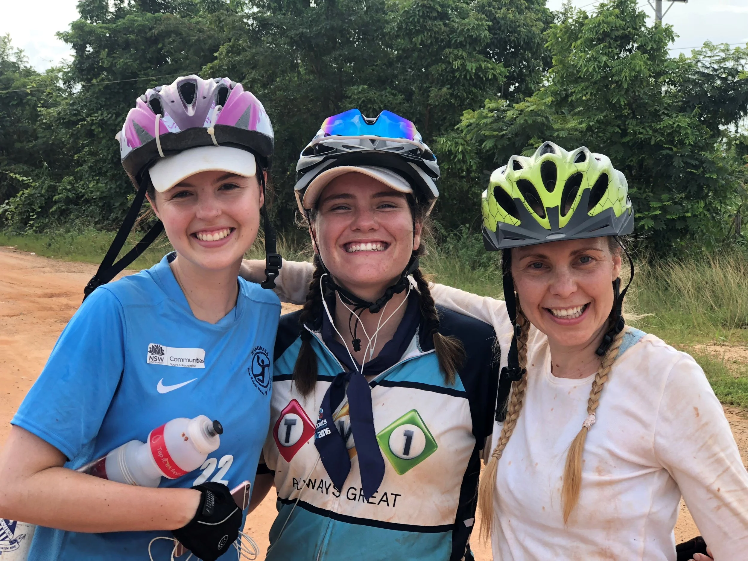 Our CEO, Clare alongside two of our School Cyclists, 180 KMS down!
