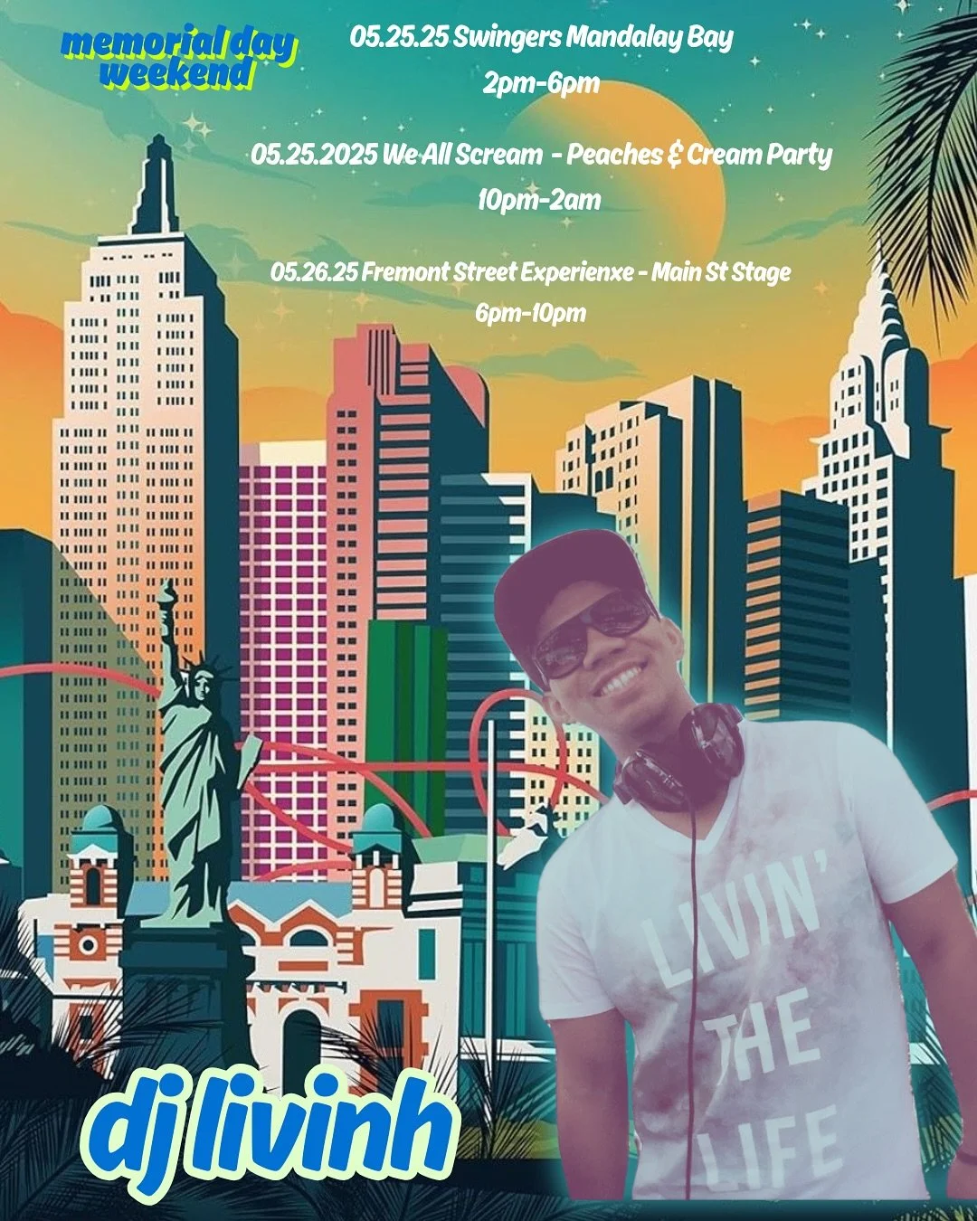 Happy Memorial Day Weekend Everyone! 
Getting busy and getting down all day today and tomorrow night ππΌ
Be safe, enjoy the time off (if you have any), and I’ll see y’all on the dance floor. 
#DJLivinh #MDW