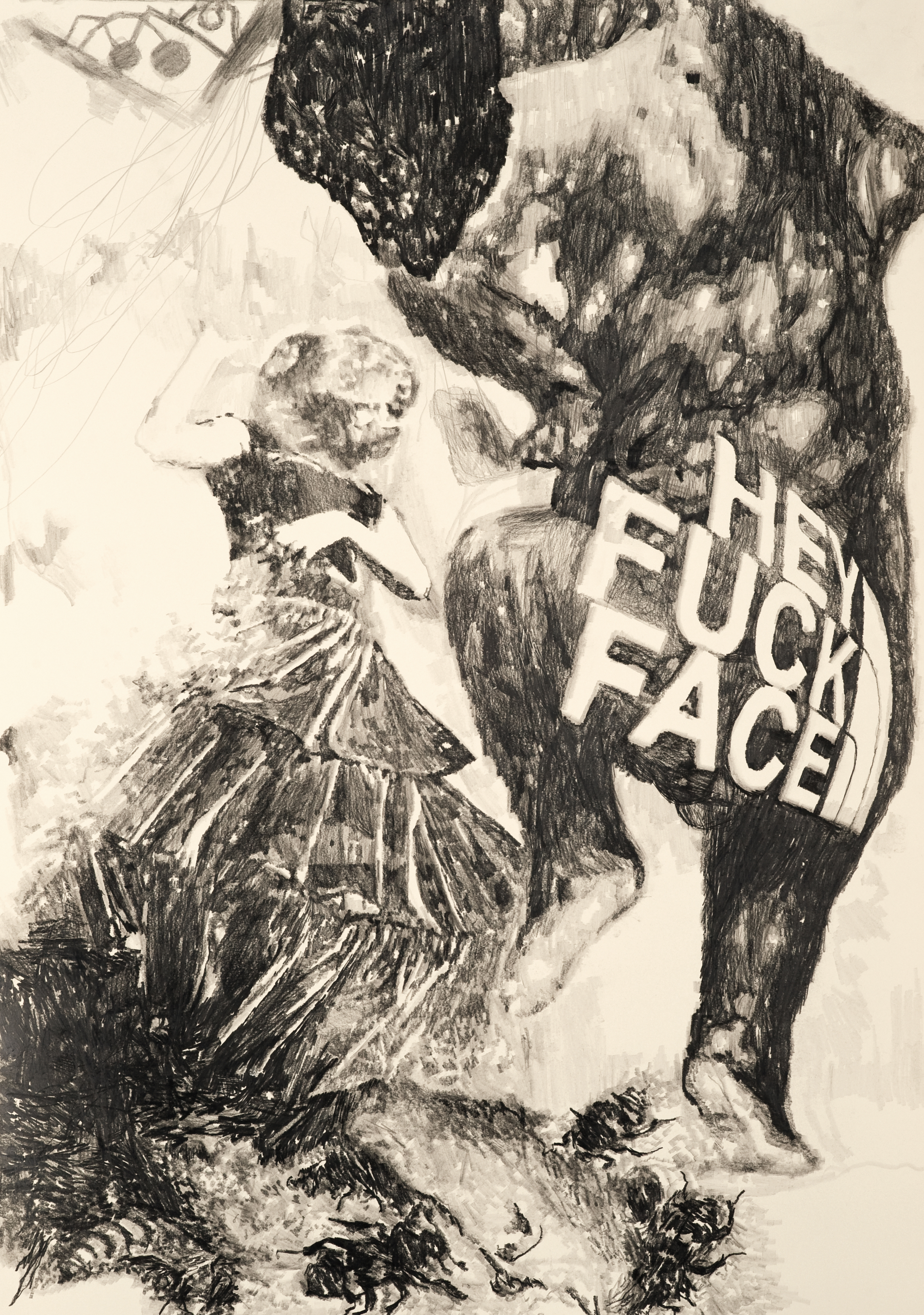  Hey Fuck Face  pencil on paper, 88 x 124 cm, 2012  