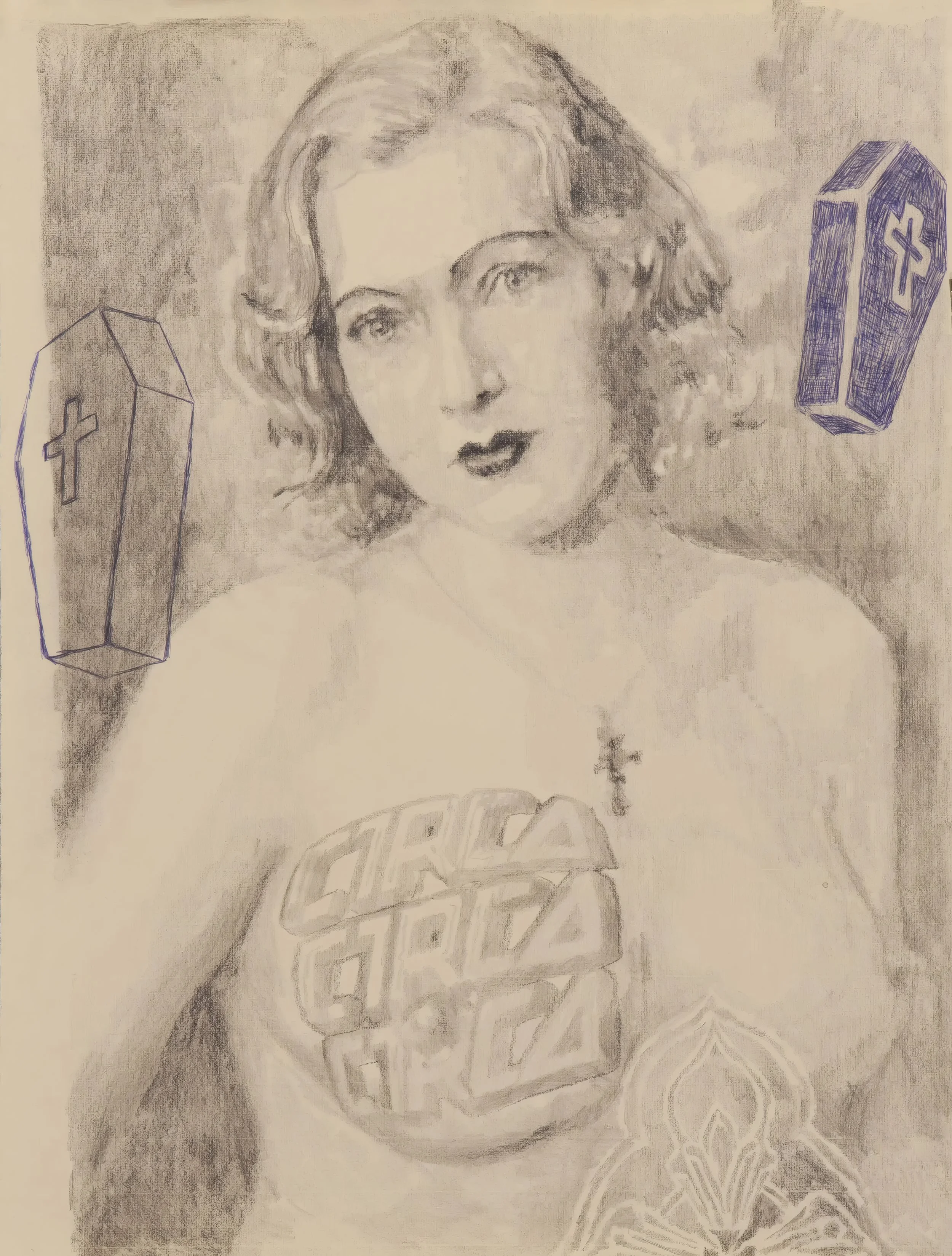  Die Augen der Amanda Knox  polychrome on paper, 48 x 63 cm, 2015  