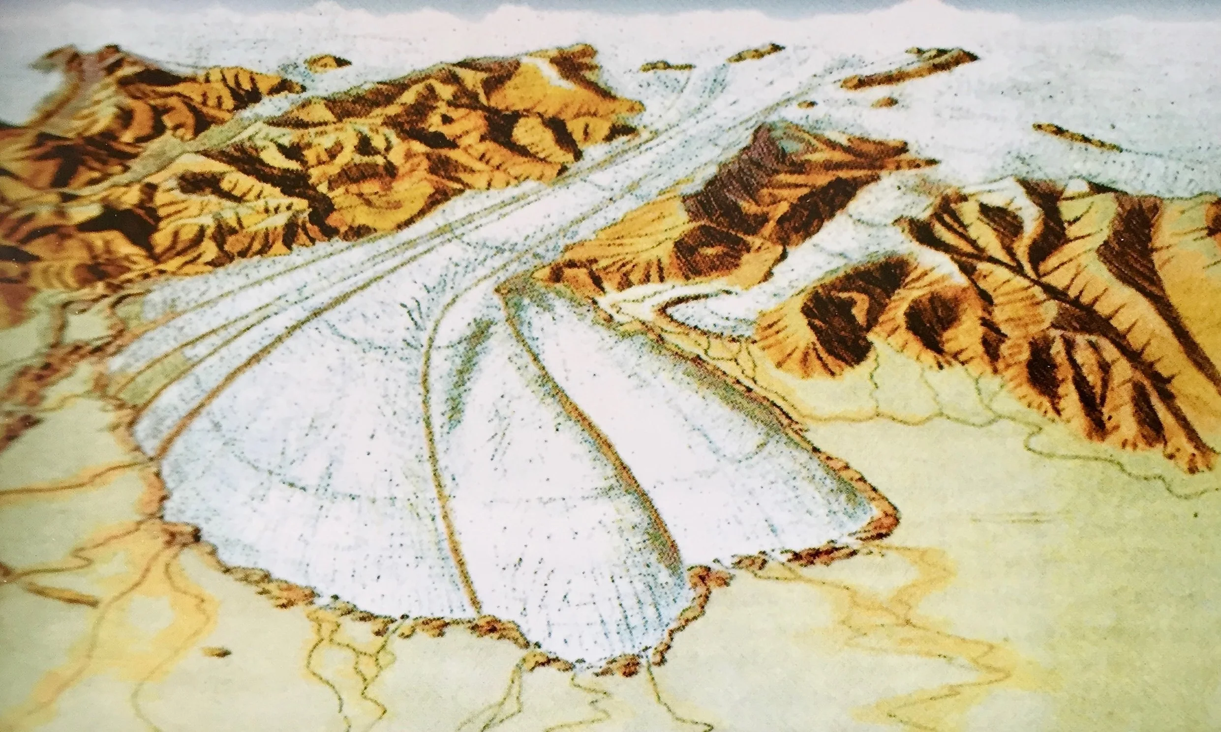 The Glacier during Riss era, 250,000-100,000 years Spreading to the south different materials: rocks, pebbles, gravel and sand