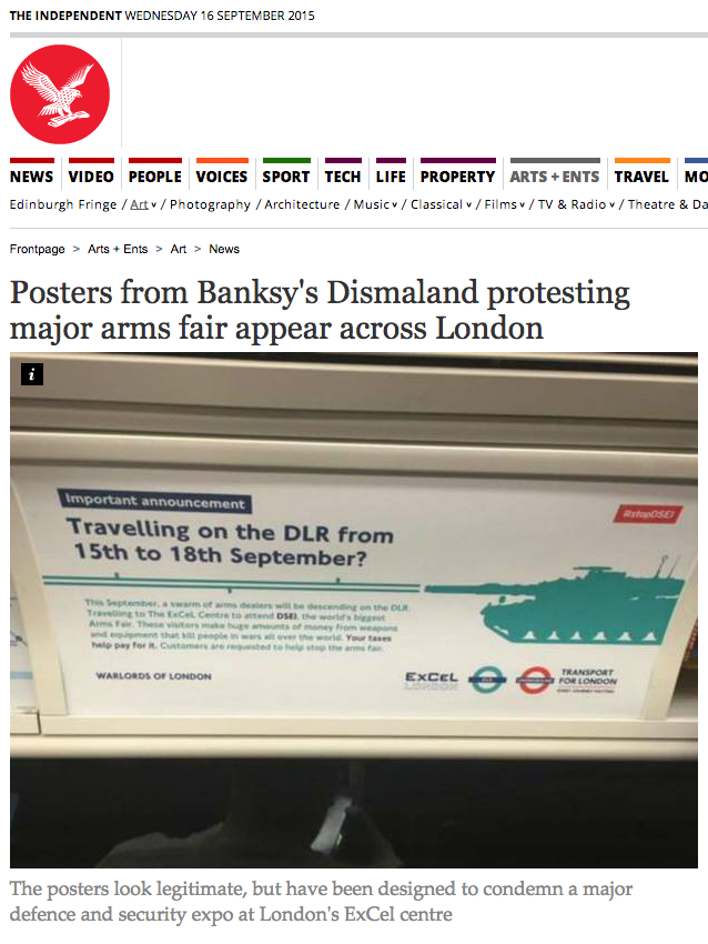 Subvertising London Arms Fair Matt Bonner Revolt Design Brandalism