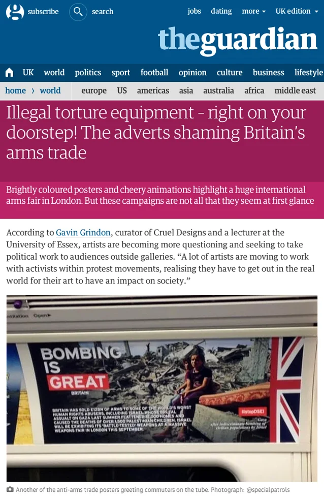 Subvertising London Arms Fair Matt Bonner Revolt Design Brandalism