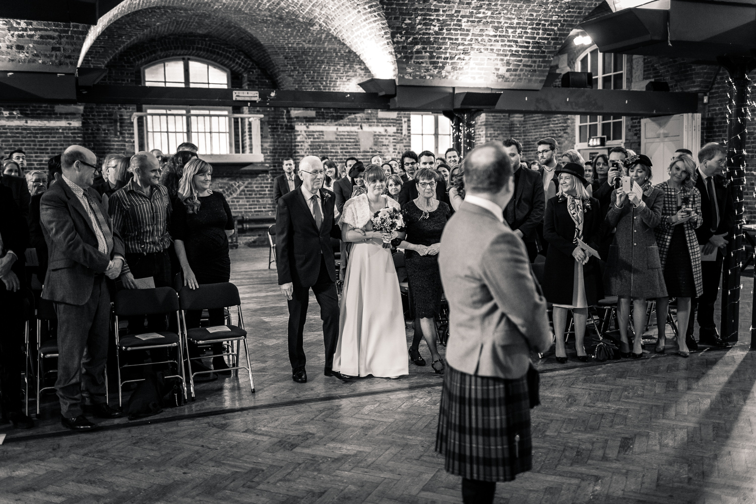 The bride walks down the aisle