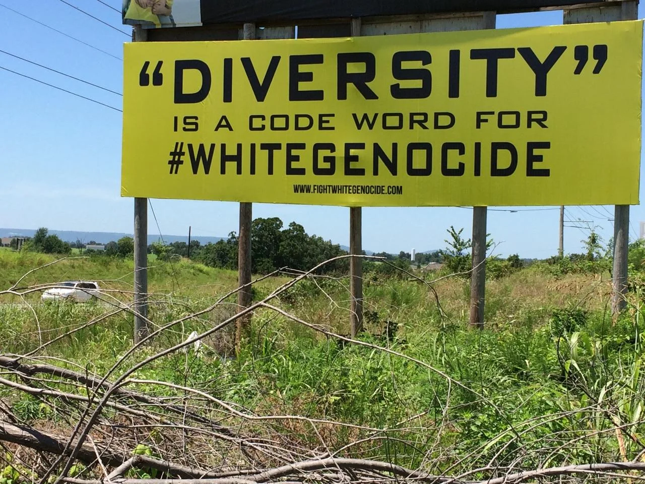 Roadside billboard in Harrison, Arkansas, 2017.