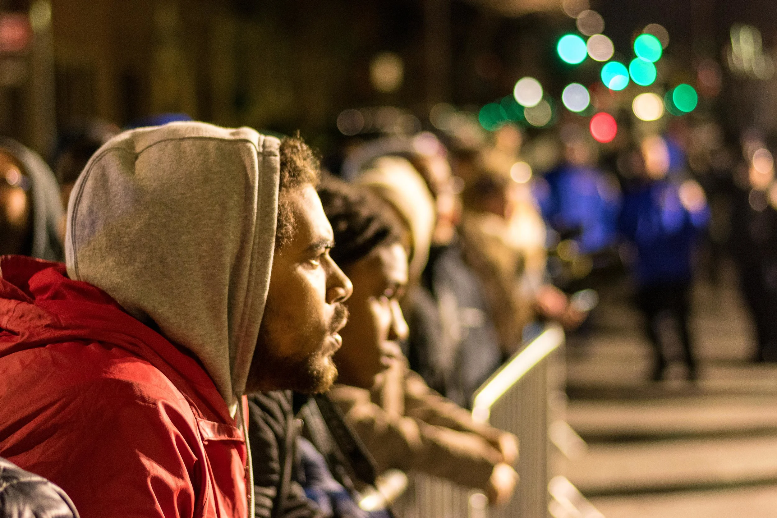 April 5, 2018 - Neighbors look for answers at the NYPD precinct at New York Ave and Empire Blvd. Photo - Justin C. Cohen.