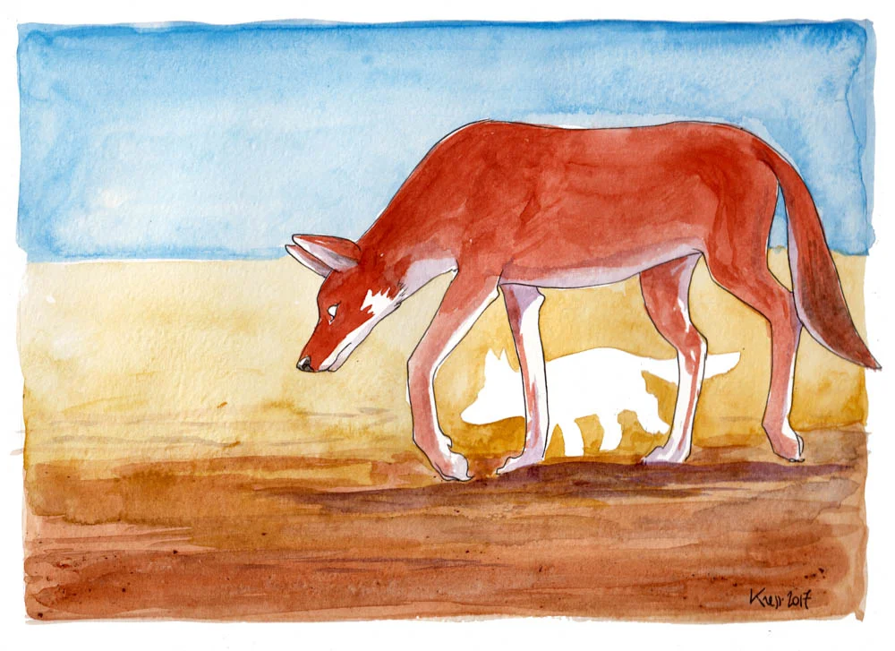"I Wish You Were Here" by K ness (watercolor, permanent ink, and fountain pen)
