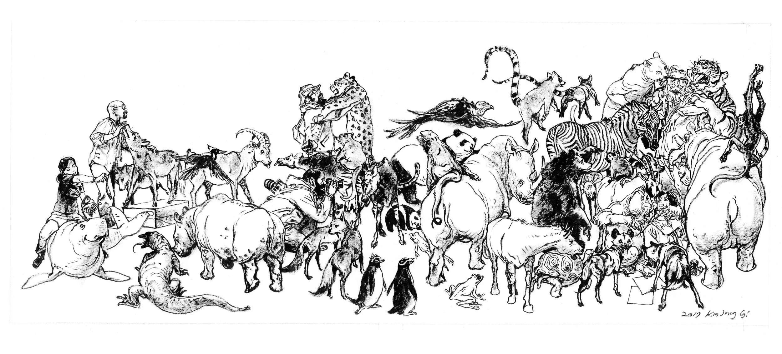 "Endangered Species" by Kim Jung Gi (Pentel Brush pen)