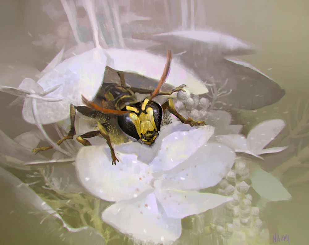 "Yellow faced bee" by Naomi Baker (digital)