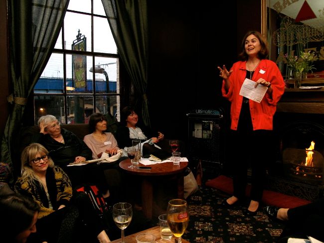 Simone Baird giving a talk at Dalston Darlings