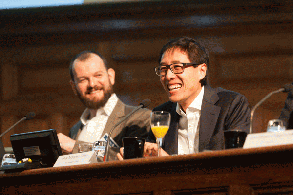 Alan Rutter (left) moderating a panel including Huy Nguyen Trieu of The Disruptive Group at the Franco-British Digital Conference 2016