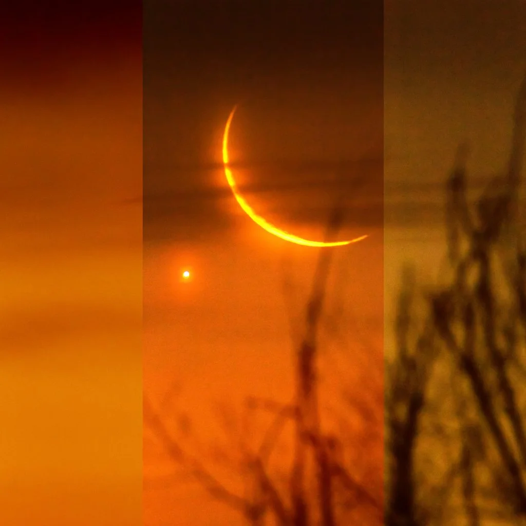 \ Waning Crescent Moon with Venus at Dawn \