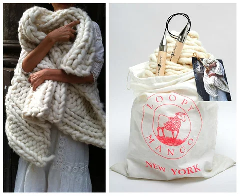 Loopy Mango Nantucket Throw Knit kit