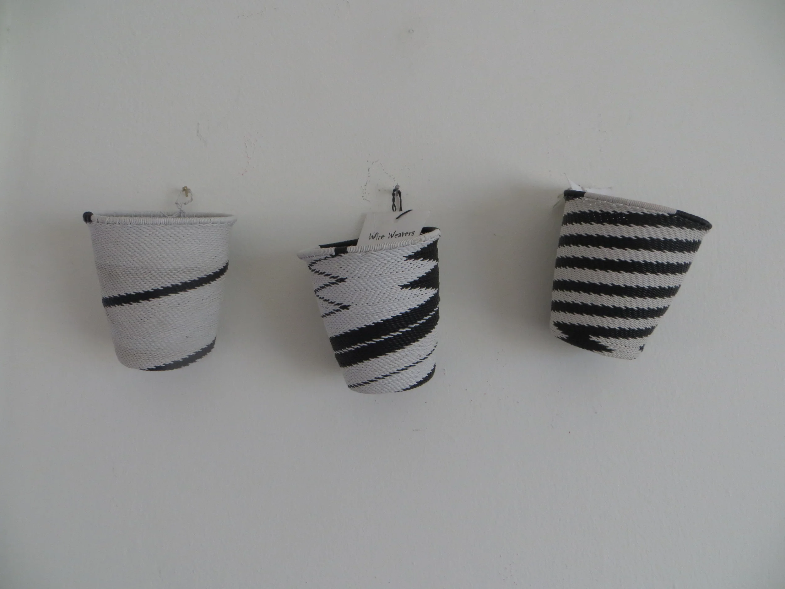 African Zulu knit telephone wire vessels (3set)