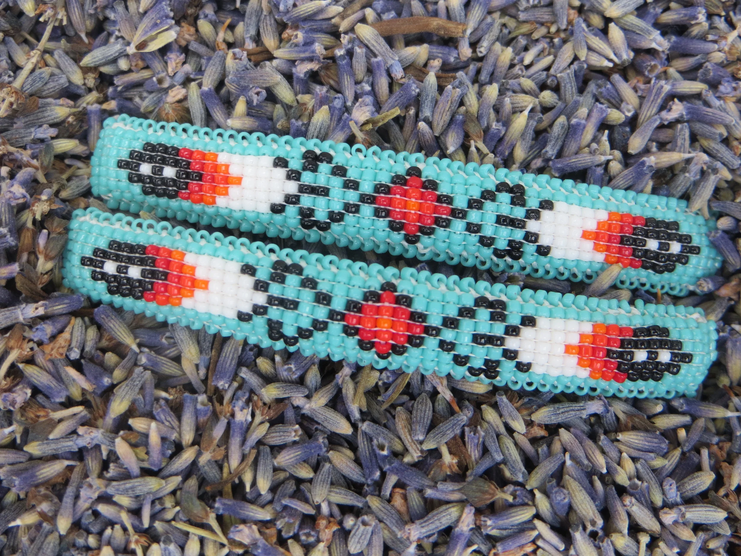 Native Indian hand beaded barrettes 