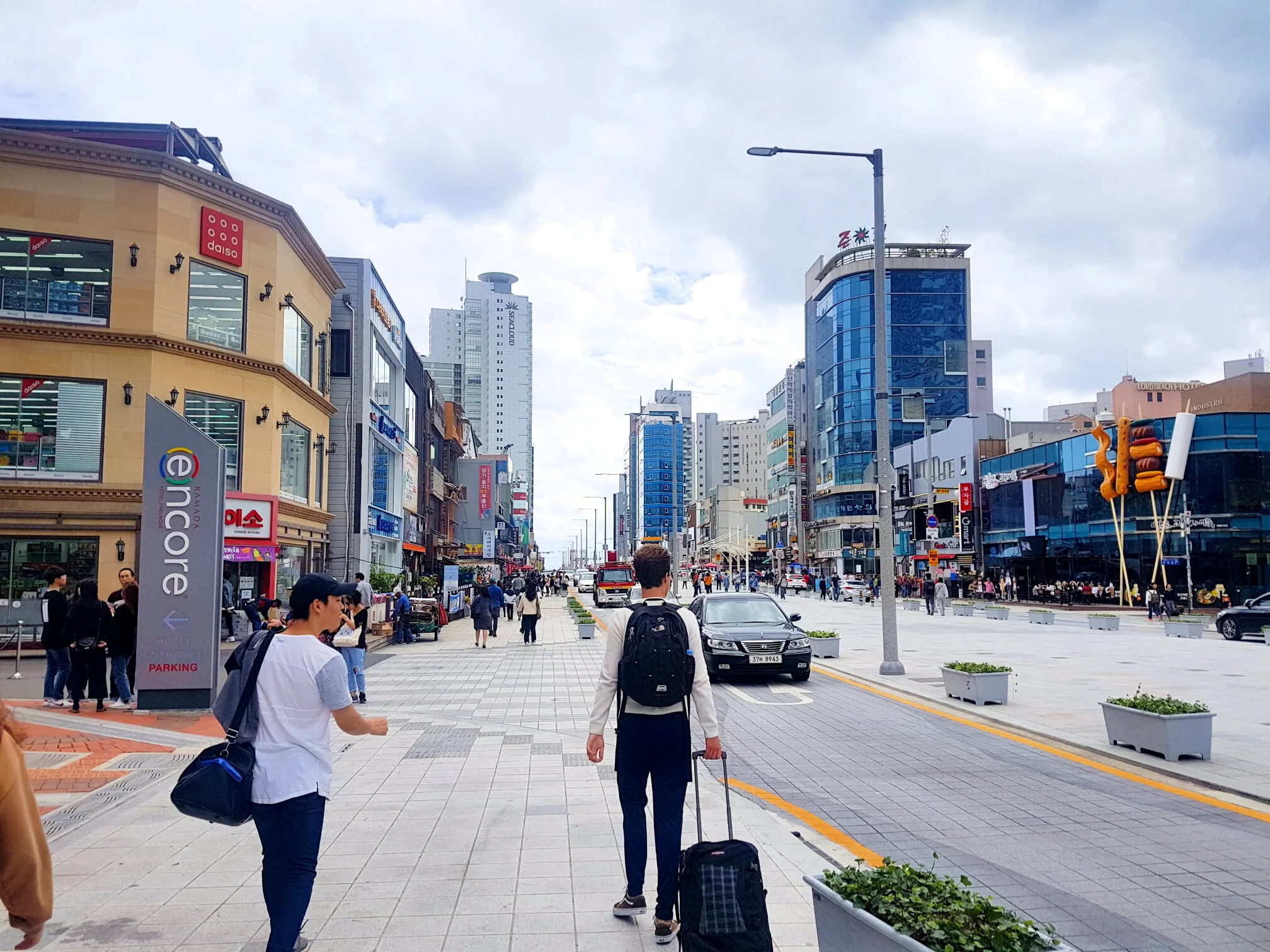 On our way to the Beach at Haeundae (해운대) main street. 
