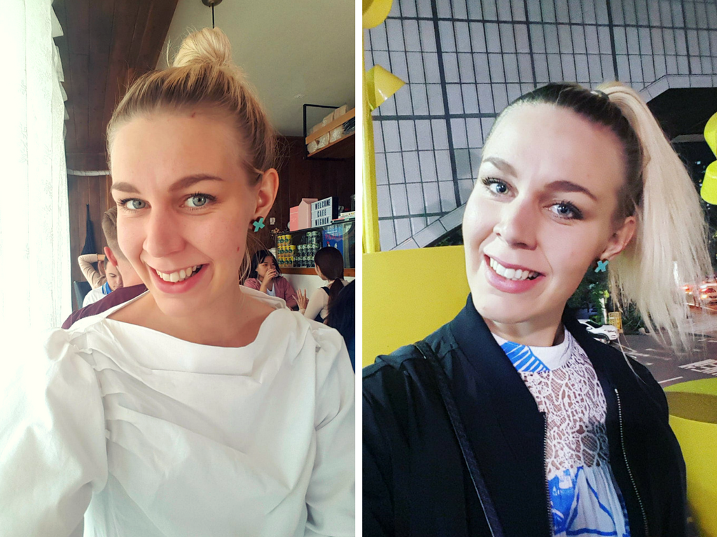 YCM's xxx can complete different outfits. On the left enjoying a brunch with a friend in Vestiarium Seoul shirt. On the right heading out to a fashion show wearing Moomin Senja dress by Ivana Helsinki . 