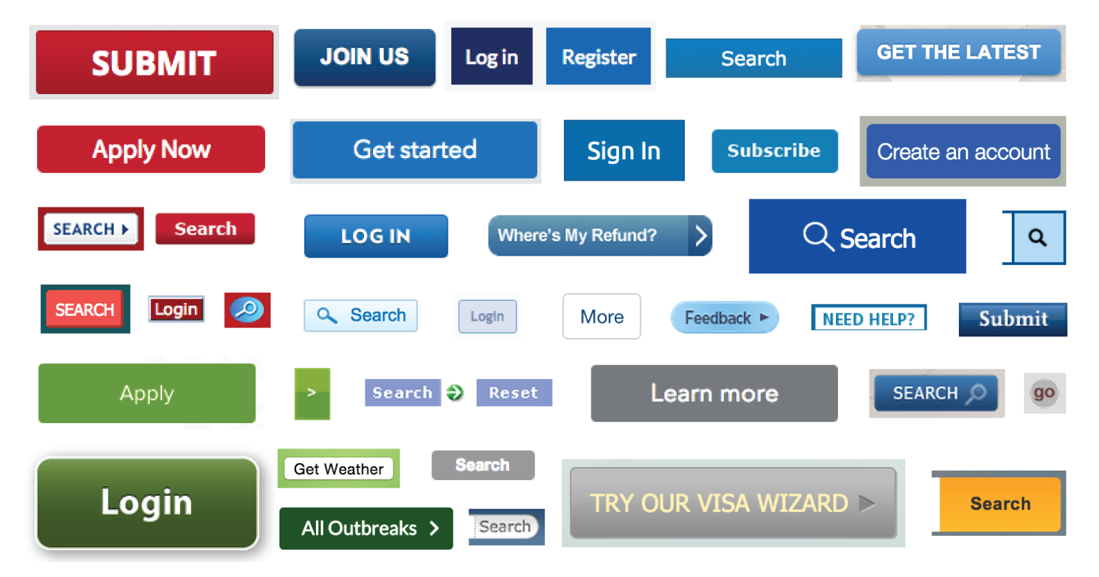 Look at all these buttons. Way too many variations in design.