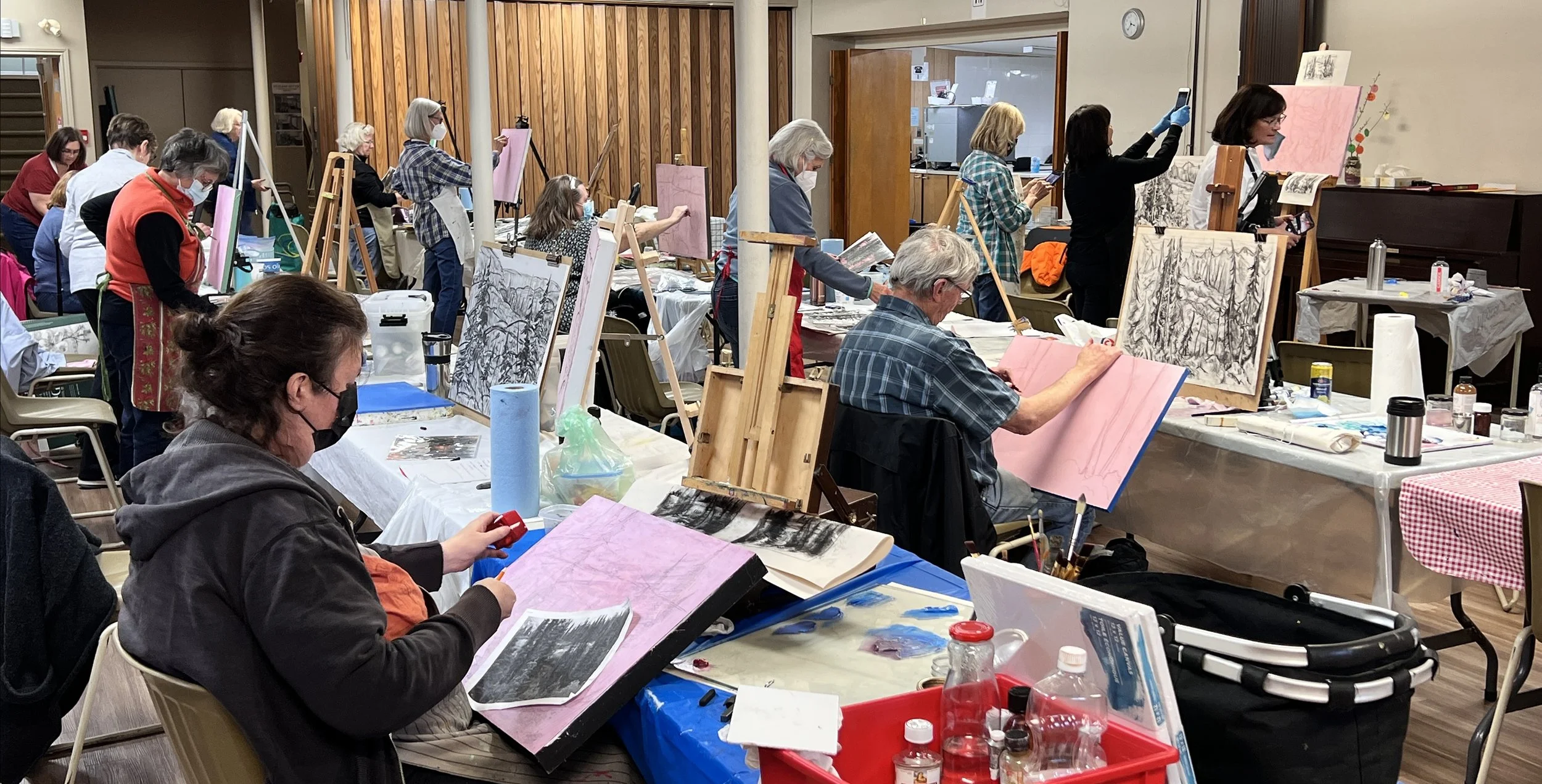 Landscape painting workshops in both studio and plein air settings, offering hands-on instruction and creative guidance for artists.