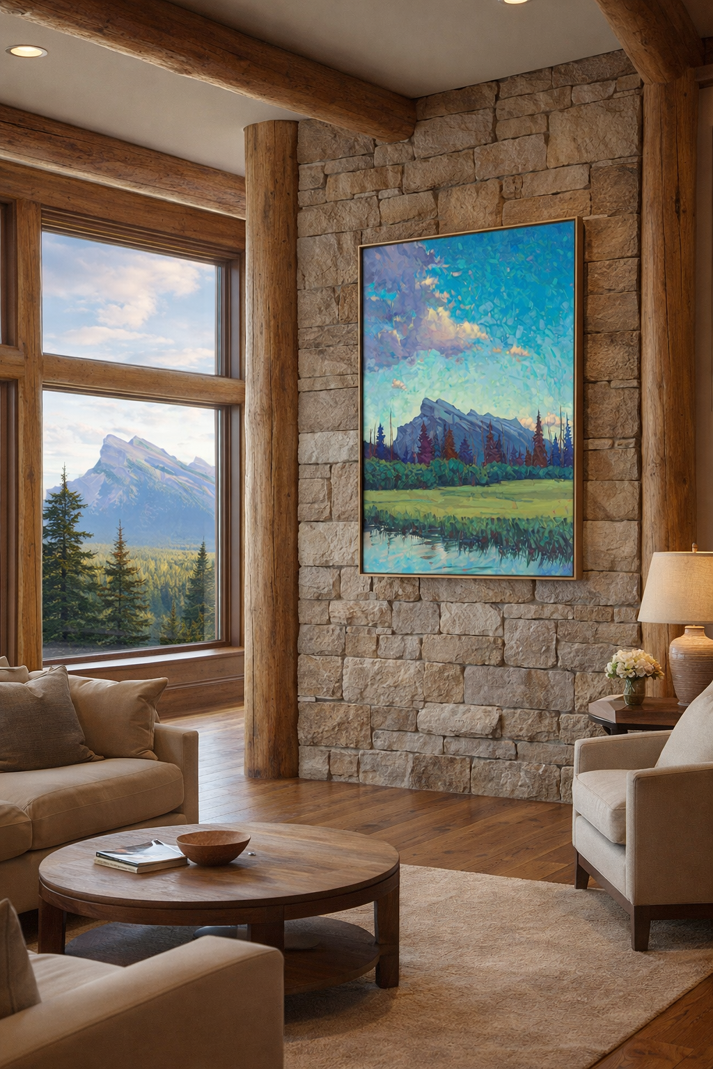 Elegant mountain living room view.png