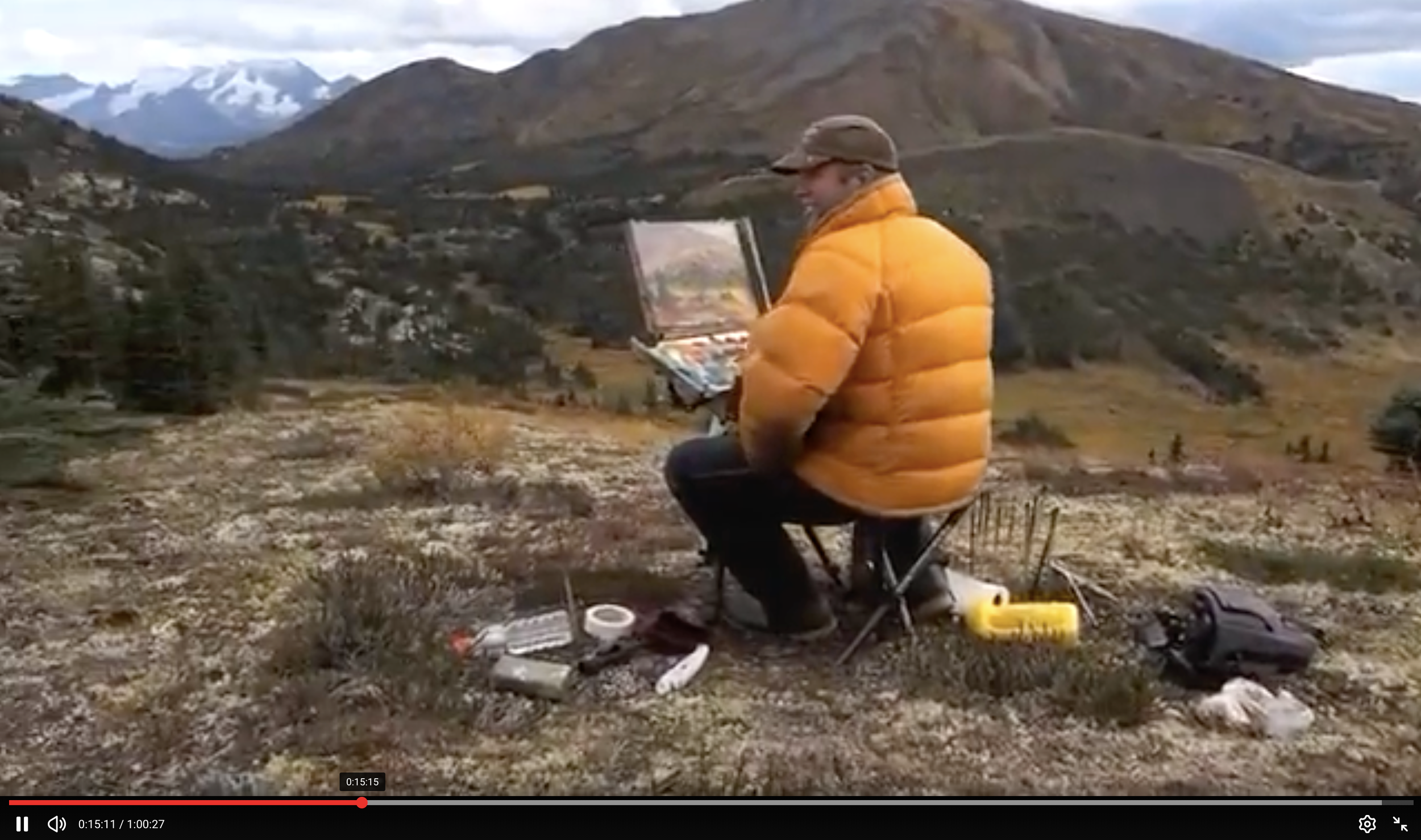 Dominik Modlinski on a wilderness painting expedition in the Yukon, creating northern landscape artworks
