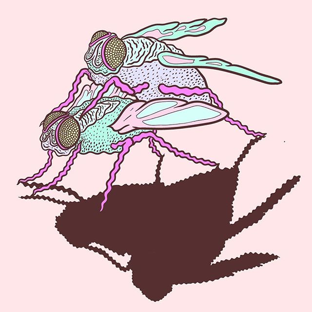 Some flies procreating for Detroit BB @darkerdaysillustration. HOPE YA LIKE FLIES JOSH. 💜💜💜 #illustration #illustrator #lowbrow #lowbrowart #linework #pastel #flies #darkerdaysporn