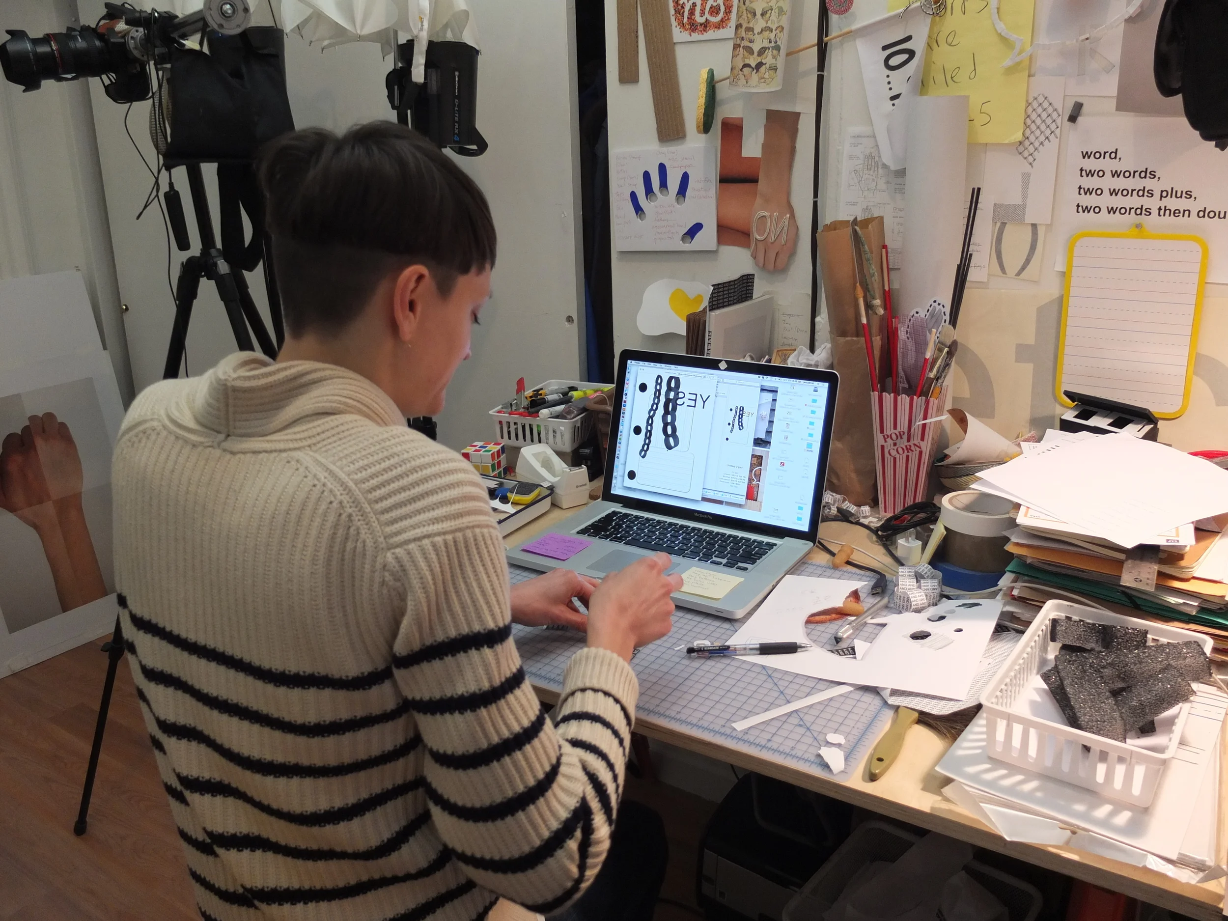 Jennifer working at her desk