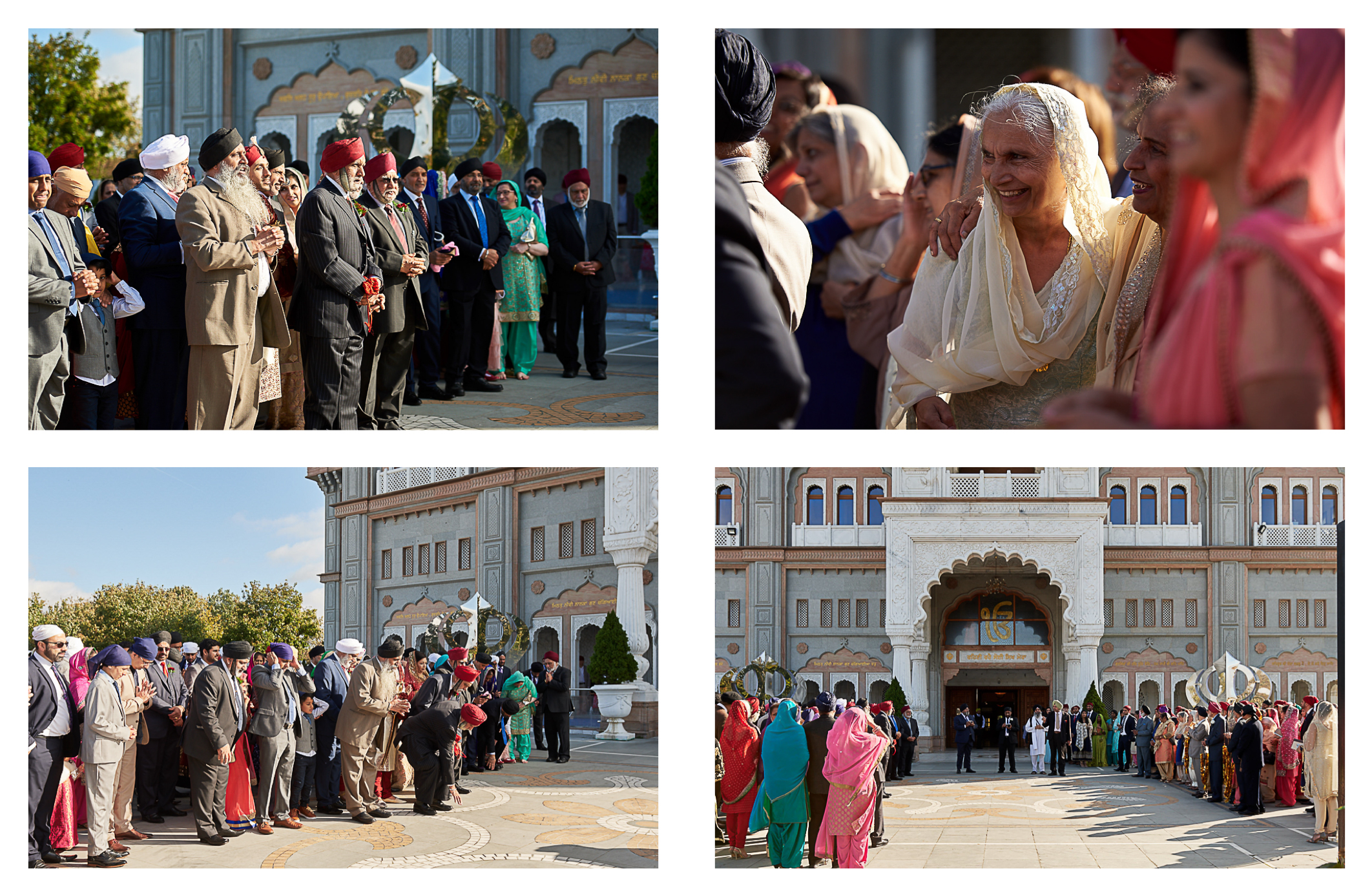 Families doing Milni at Gurdwara