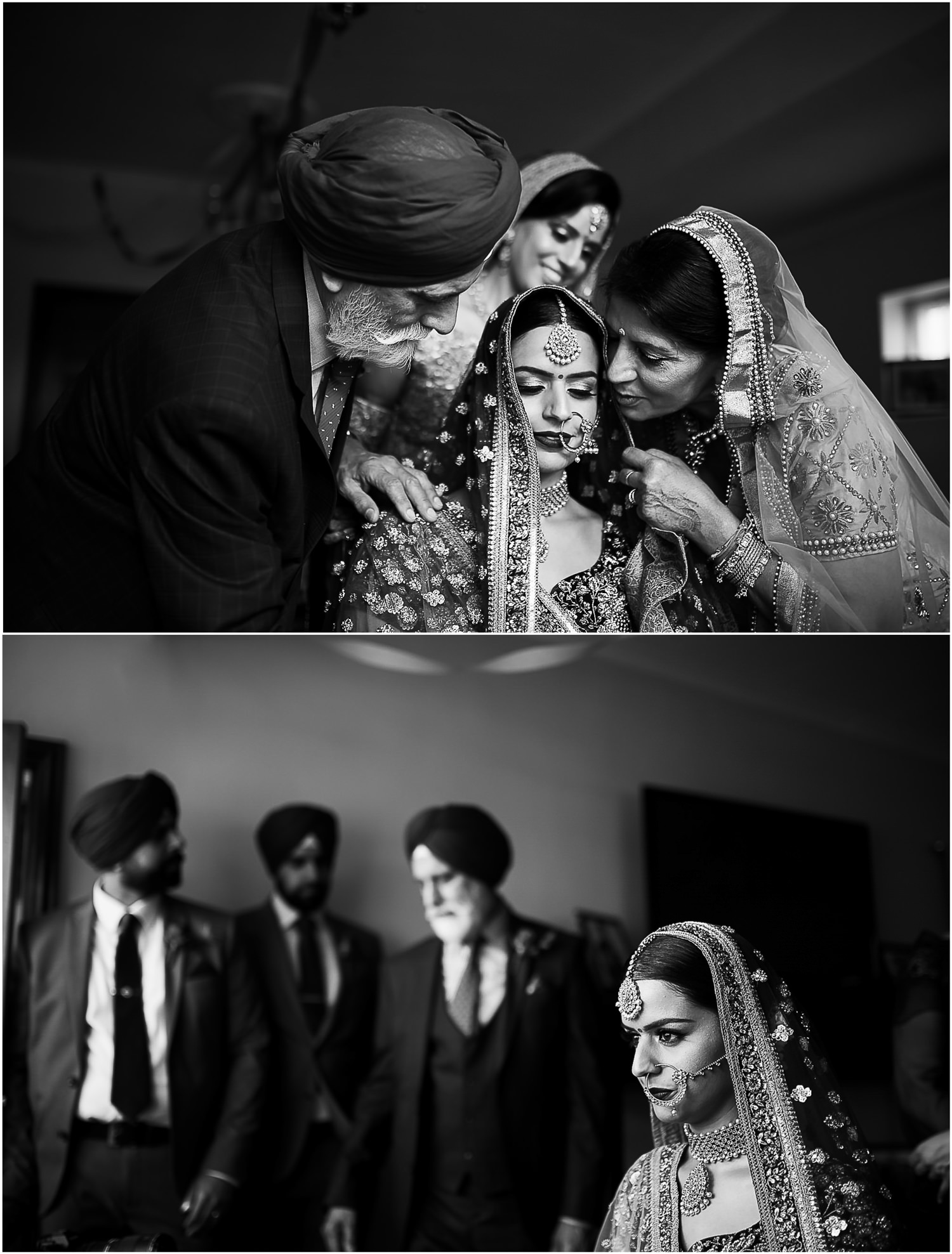 Family with Indian bride in the morning