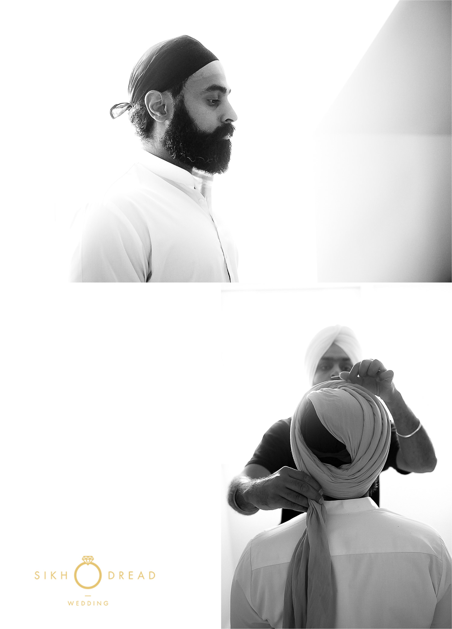 Sikh groom getting ready tying pagh