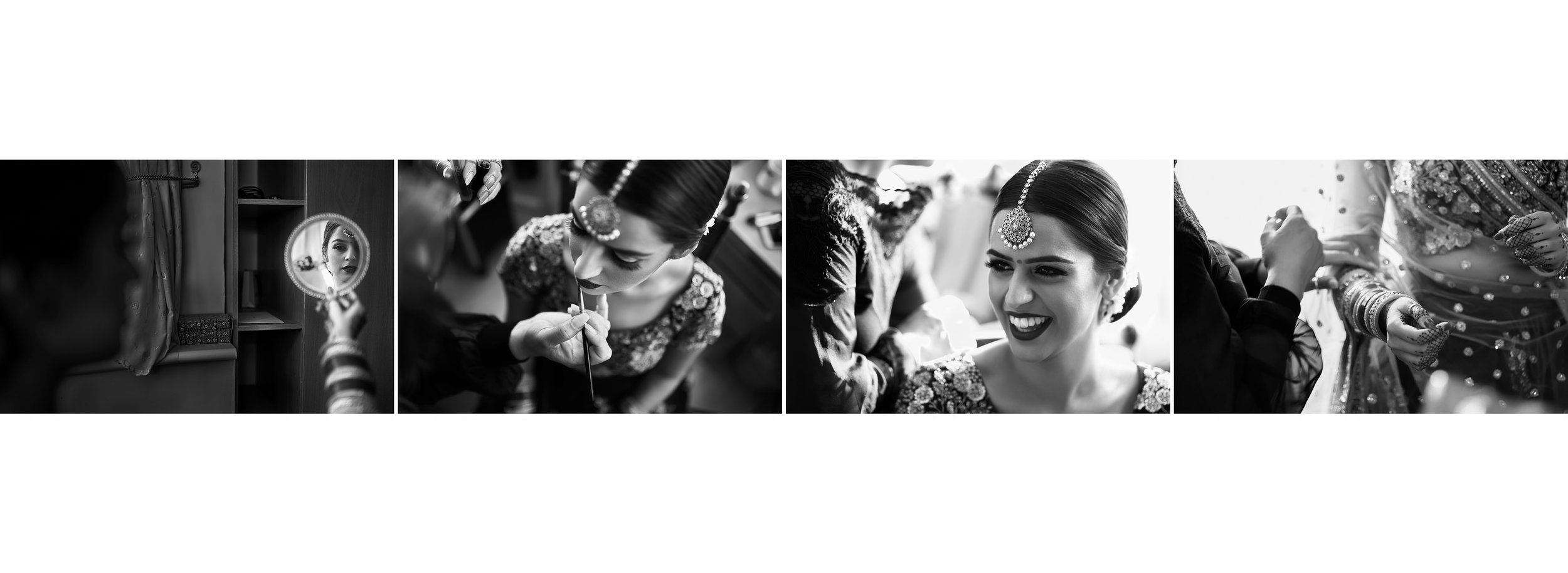 Sikh Wedding Album spread 4 - bride getting makeup