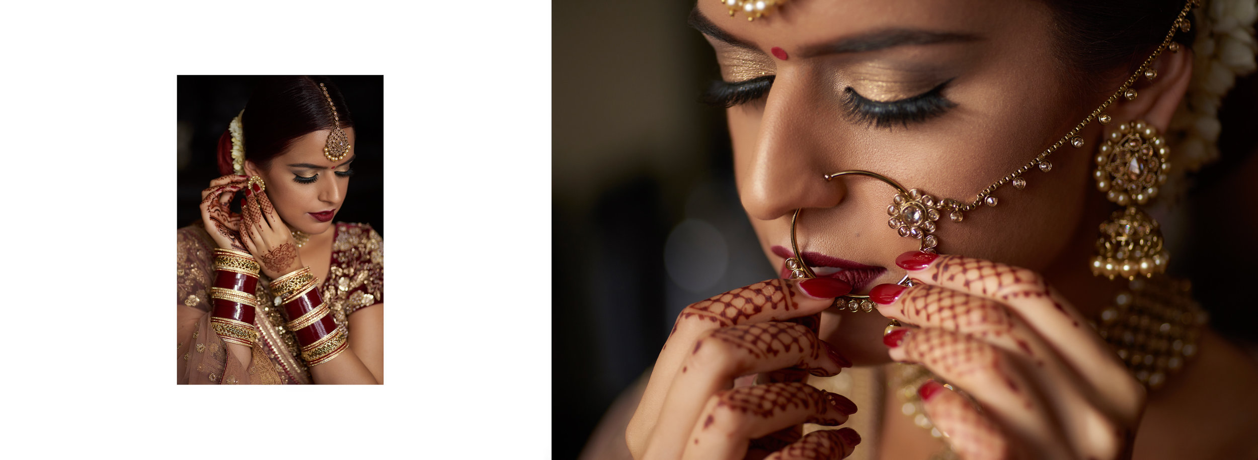 Sikh Wedding Album spread 7 - bride putting on jewellery